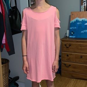Pink open shoulder dress